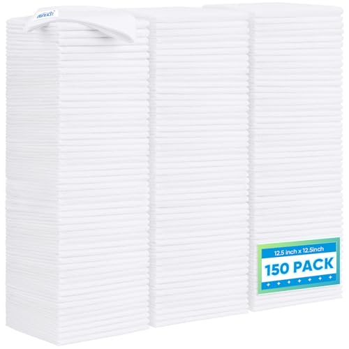 HOMEXCEL White Microfiber Cleaning Cloth 150 Pack, 12.5 x 12.5 inch Microfiber Towels for Car Washing Cleaning Rags for Car, Kitchen, and Window - color: White, size: 12.5 x 12.5 Inch