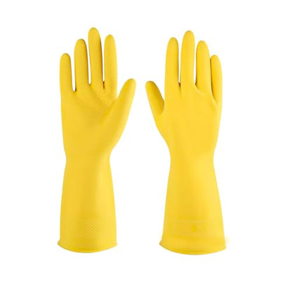 Long Cuff Cleaning Gloves Waterproof Reusable Household Gloves Anti Slip Grip for Kitchen Dishwashing Bathroom Garden Tasks - color: Yellow, size: Large