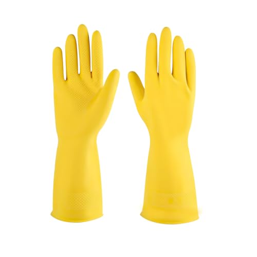 Long Cuff Cleaning Gloves Waterproof Reusable Household Gloves Anti Slip Grip for Kitchen Dishwashing Bathroom Garden Tasks - color: Yellow, size: Medium