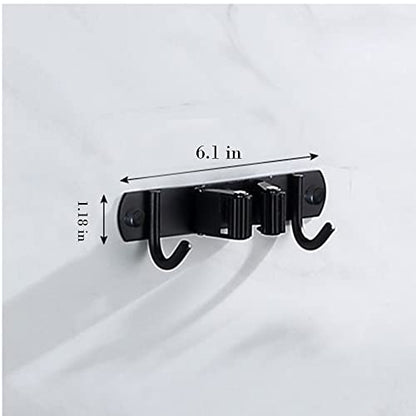 Mop and Broom Holder Wall Mount Garage Organizer Storage Tool Racks Stainless Steel Heavy Duty Hooks Self Adhesive Solid Non-slip Wall Hangers for Home Kitchen Garden (1 Racks and 2 Hooks) - color: 1 Racks and 2 Hooks