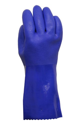 12530-06 PVC Coated Heavy Duty Rubber Gloves For Handling Chemicals And Dish Washing Blue, Large - size: Large