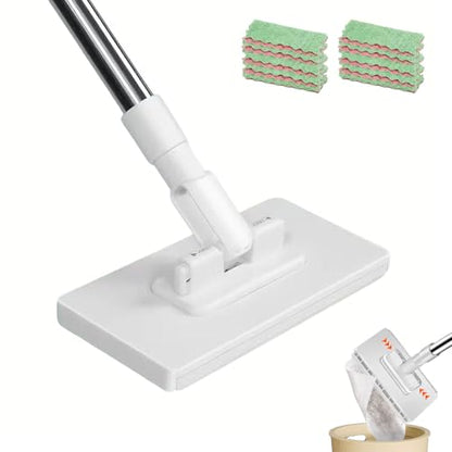 Planvisi Mop with 10 Reusable Cloths, 37-Inch Long Handle, Cloth Changing Dust Cleaner with Locking Head, No-Touch Clip Design for Face Towels, Old Clothes, Floors, Walls, Cabinets and Gaps