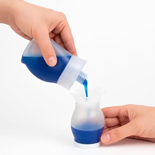 Refillable Dish Soap Dispenser with Dual Action Pump & Squeeze – Clear BPA-Free Bottle for Kitchen Sink, 13.25 oz – Compatible with Liquid Dish Soaps