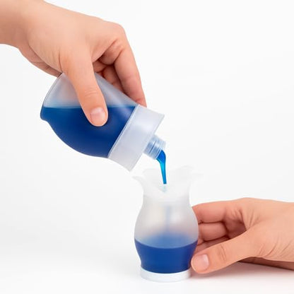 Refillable Dish Soap Dispenser with Dual Action Pump & Squeeze – Clear BPA-Free Bottle for Kitchen Sink, 13.25 oz – Compatible with Liquid Dish Soaps