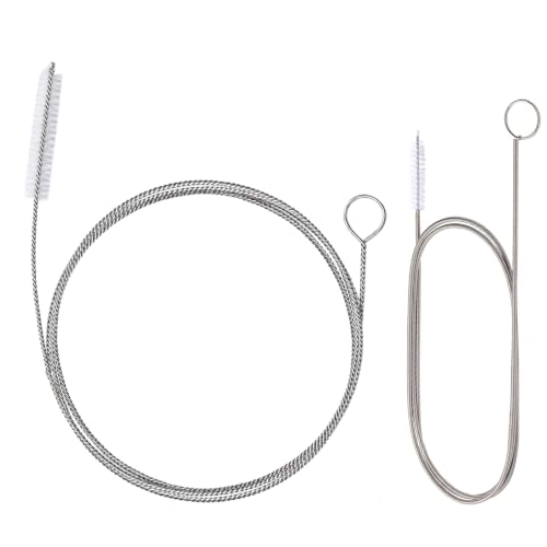 2 Pack Flexible Drain Cleaning Kit-160 Inch Flexible Stainless Steel Drain Brush and 80 Inch Spring Drain Auger - size: 160 IN