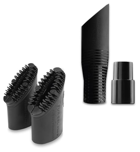 FUR-EEL PRO 2.0 Pet Hair Remover Kit, Handle + 2 Replaceable Rubber Brush Heads for Dog & Cat Hair, Fits 32, 35 & 38 mm Round Hoses, for Car Seats, Mats, Carpet & Upholstery - color: Refill x6, Fang, Adapter