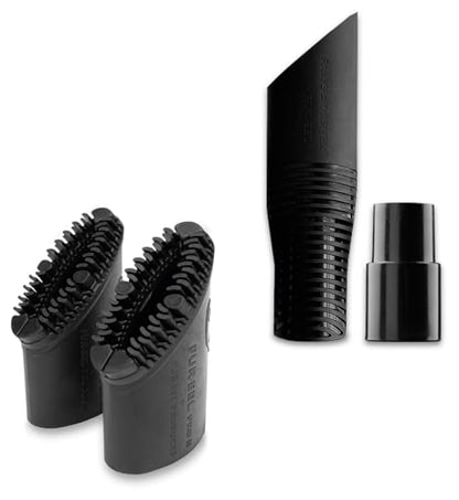 FUR-EEL PRO 2.0 Pet Hair Remover Kit, Handle + 2 Replaceable Rubber Brush Heads for Dog & Cat Hair, Fits 32, 35 & 38 mm Round Hoses, for Car Seats, Mats, Carpet & Upholstery - color: Refill x6, Fang, Adapter