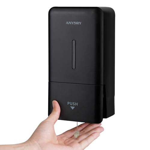 anydry 27oz (800 ml) Manual Wall Mounted Soap Dispenser, Ideal for Commercial Bathrooms Restaurants Hotels, Use with Liquid Hand Soap Shampoo, ABS Black - color: Elegant Black