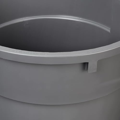 Amazon Basics Heavy Duty Sturdy Round Trash Can, 32 Gallon, Grey, Pack of 2