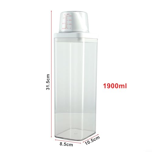 Laundry Detergent Dispenser with Airtight Lid and Measuring Cup, Transparent AS Body, Silicone Seal Moisture-Proof Storage Container for Home Organization(1100ml) - size: 1100ml