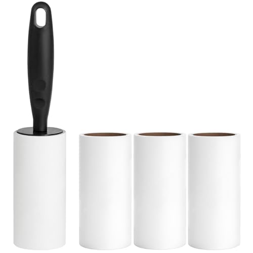 Lint Roller for Clothes Extra Sticky Pet Hair Removal Roller with Refills, Refillable Handle with 4 Sticky Rolls (Black Stick) - color: Black Stick