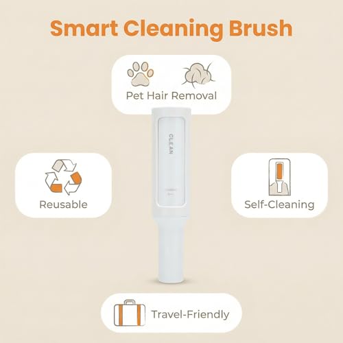 Lint Roller for Clothes Reusable Rotating Dust Brush with Self Cleaning Chamber Pet Fur Collector for Jackets Sofa Upholstery Travel Kit White 1pc - color: White