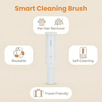 Lint Roller for Clothes Reusable Rotating Dust Brush with Self Cleaning Chamber Pet Fur Collector for Jackets Sofa Upholstery Travel Kit White 1pc - color: White