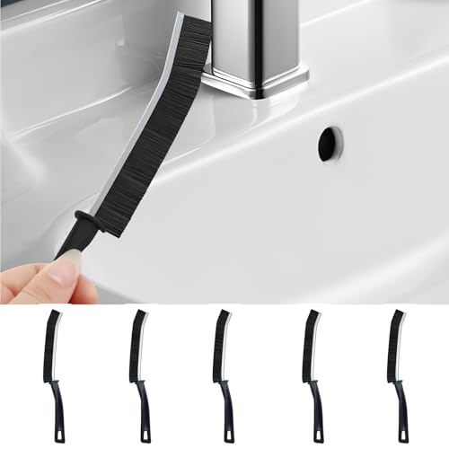 Crevice Cleaning Brush Narrow Gap Brush with Alloy Bristles for Home Use Cleaning Brush for Tight Spaces and Corners (5 Pieces) - color: Black