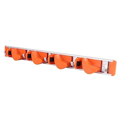 Metal Wall-Mounted Broom Shelf Heavy Duty Aluminum Hooks for Garden and Kitchen Organization Storage Orange for Mops and Cleaning Tools