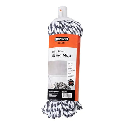 Superio String Microfiber Mop Replacement Head Only – Grey Refill for Self-Wringing Mop, Heavy Duty Floor Cleaning for Home, Kitchen, Bathroom, Office - size: 5" 5" 5"