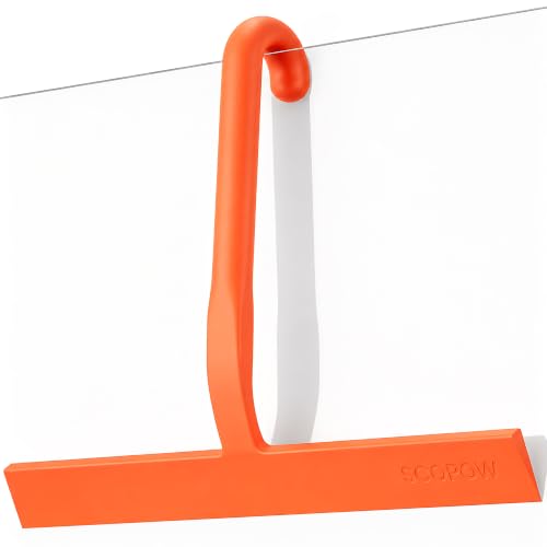 Shower Squeegee for Glass Doors - 10 Inch Bathroom Squeegee with Ergonomic Round Grip, Built-in Hook, Streak-Free No-Squeak Silicone Blade for Shower Glass, Tile Walls, Mirrors & Windows, Orange - color: Orange