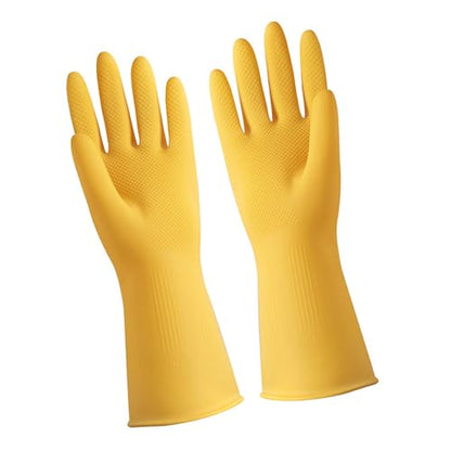 Haofy Latex Gloves for Cleaning, Thin Latex Gloves with Textured Non Slip for Washing Dishes (L)