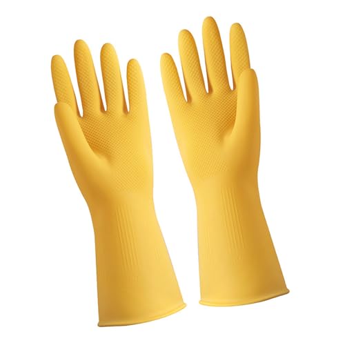 Haofy Latex Gloves for Cleaning, Thin Latex Gloves with Textured Non Slip for Washing Dishes (L)