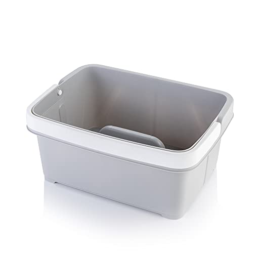Minky Large Storage Caddy - Easy to Clean Plastic Storage Bin with Foldaway Handle For Cleaning, Crafts, DIY - Great for Pantry, Fridge & Organization - Made in the UK (Light Grey) - color: Light Grey