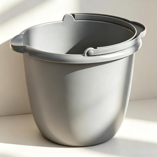 10 Qt. Spout Pail Classic Titanium,Multi-Functional Cleaning Bucket, Comfort Carry Handle, Sturdy Plastic Container for Garage Bathroom Basement Mudroom Use