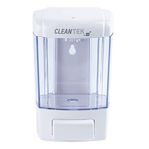Restaurantware Clean Tek Professional 23.7 Ounce Manual Soap Dispenser 1 Wall-Mountable Soap Dispenser - With Security Key White Plastic Refillable Soap Dispenser Push Mechanism Transparent Tank - color: White