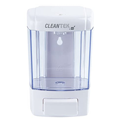 Restaurantware Clean Tek Professional 23.7 Ounce Manual Soap Dispenser 1 Wall-Mountable Soap Dispenser - With Security Key White Plastic Refillable Soap Dispenser Push Mechanism Transparent Tank - color: White