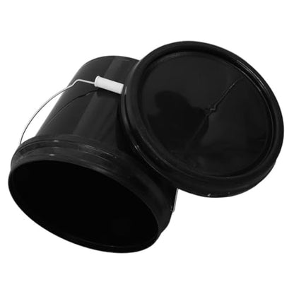 Storage Bucket Lid Leakproof Design Heavy Duty Plastic Pail for Home Camping Fishing Laundry Garbage Bin - color: Black