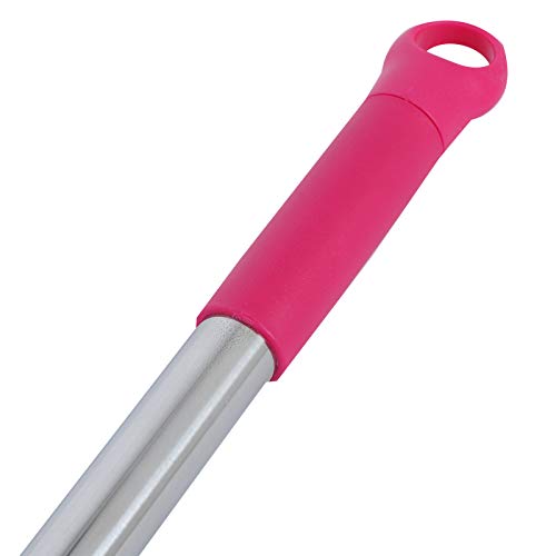 Telescopic Rubber Broom with Squeegee, Multifunction Adjustable Pet Hair Removal Carpet Rake for Fluff Rug Hardwood Floor (Roseate) - color: Roseate