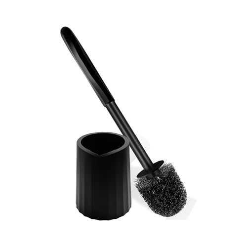 Toilet Brush and Holder Set, Toilet Bowl Brush, Compact Bathroom Accessories, Durable Toilet Scrub Bristles, Drip-Proof, Deep Cleaning, Black, 1 Pack - size: 1 Pack