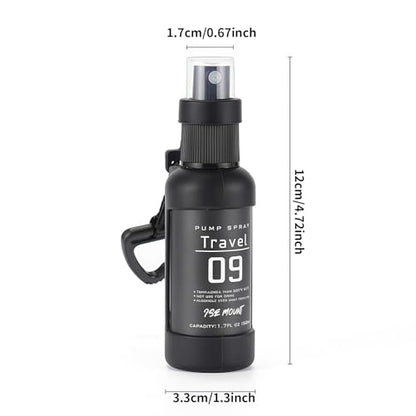 50ml Outdoor Spray Bottle - Portable Leakproof Mister with Silicone Cover & Carabiner, Fine Mist Water Sprayer for Plants, Travel, Hair Care and Cleaning Solutions