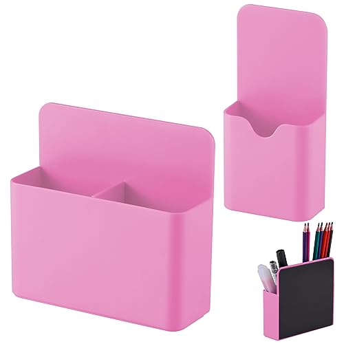 KITANIS Magnetic Pen Holder,2 Pack Magnetic Dry Erase Marker Holder with Generous Compartments,Strong Magnet Storage Marker Pen Pencil Organizer for Refrigerator,Whiteboard,Locker Accessories - color: Pink