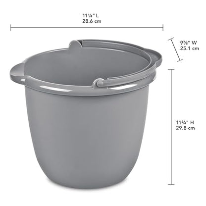 2-Pack 10 Quart Classic Titanium Plastic Spout Pail with Comfort Grip Handle, Pour Cleaning Bucket 11 1/4"x10"x11 3/4", Nestable Utility Pail for Mopping Car Wash Household Cleaning
