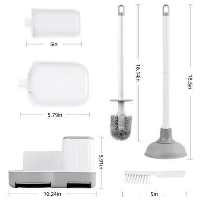 3 in 1 Toilet Brush and Plunger Set, Bathroom Cleaning | Toilet Bowl Brush and Holder, Crevice Cleaning Brush, Wall Mounted, Household Bathroom Cleaning Tools - size: 1 pack
