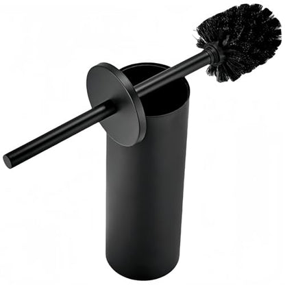 Standing Toilet Brush,Toilet Bowl Brush Holder Set,Bathroom Deep Cleaning Toilet Scrubber Rim Cleaner,304 Stainless Steel Toilet Clean Decorative Accessories for Toilet Cleaning (Matt Black) ﻿