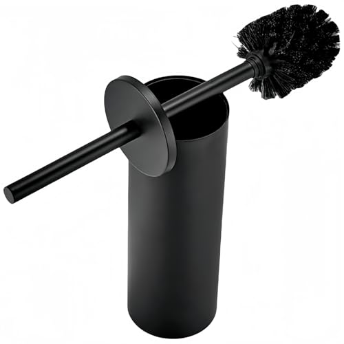 Standing Toilet Brush,Toilet Bowl Brush Holder Set,Bathroom Deep Cleaning Toilet Scrubber Rim Cleaner,304 Stainless Steel Toilet Clean Decorative Accessories for Toilet Cleaning (Matt Black) ﻿