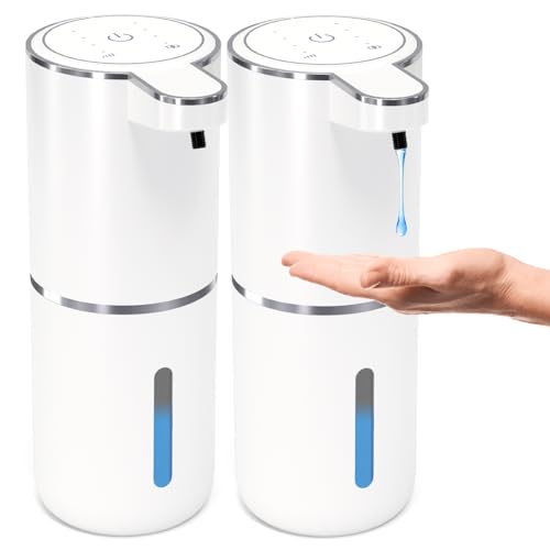 2 Pack Automatic Soap Dispenser Touchless,Liquid Hand Soap Dispenser 12.8oz Electric Wall Mounted Smart for Bathroom and Kitchen Dish Soap，Easy for Toddlers(White) - color: White, size: Liquid