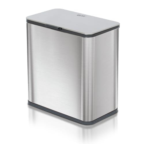 Glad Roomate Under Counter Trash Can - Space Saving Stainless Steel Waste Bin with Dual Lid and Clorox Protection - Small Trash Can for Kitchen Cabinet, Under Sink, or Bathroom, 1.5 Gallon (6L) - color: 6 Liter All Stainless