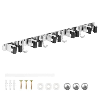 Mop Broom Holder Wall Mount, Non Slip Broom Mop Holder, Broom Organizer, Stainless Steel Broom Hanger Wall Mount for Home Kitchen Garden Laundry Garage, 2 Mounting Methods (Style 2) - color: Style 2