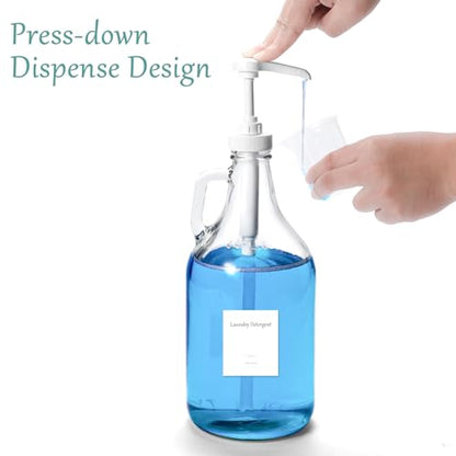 Glass Laundry Detergent Dispenser with Pump, 64OZ Liquid Laundry Soap Dispenser, Fabric Softener Dispenser Bottle for Laundry Room Organization and Storage, 1 Pack - color: 1p