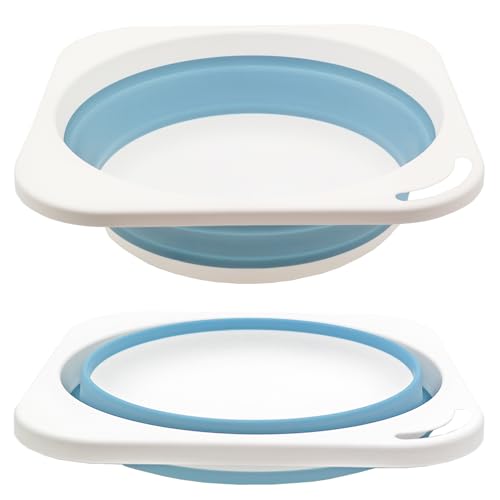 Collapsible Plastic Wash Basin 5L (1.4 Gallon), Kitchen Dishpan, Floding Small Bathtub, Space Saving Plastic Wash Bin for Dorm Camping Supplies Fishing Travel and Home (Blue 1 pcs) - color: Blue 1 Pcs
