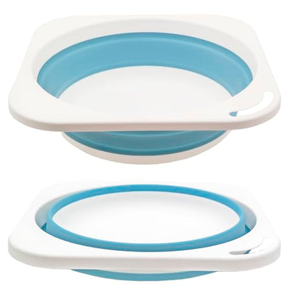 Collapsible Plastic Wash Basin 5L (1.4 Gallon), Kitchen Dishpan, Floding Small Bathtub, Space Saving Plastic Wash Bin for Dorm Camping Supplies Fishing Travel and Home (Blue 1 pcs) - color: Blue 1 Pcs
