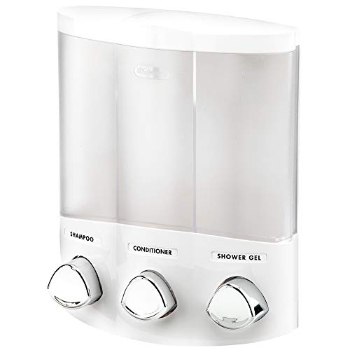 Better Living Products, White 76354 Euro Series Trio 3-Chamber Soap and Shower Dispenser (Pack of 6) - size: 3-Chamber (Pack of 6)