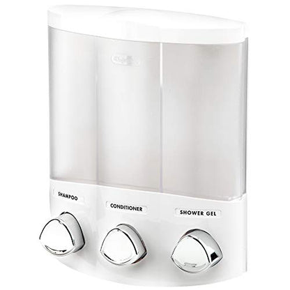 Better Living Products, White 76354 Euro Series Trio 3-Chamber Soap and Shower Dispenser (Pack of 6) - size: 3-Chamber (Pack of 6)