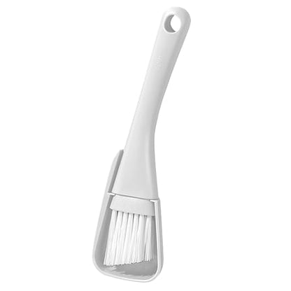 Crevice Cleaning Brush with Dustpan, Mini Dust Pans for Window Tracks, Sliding Door Rails, Scrubber Cleaning Tool for Key Board, White - color: White