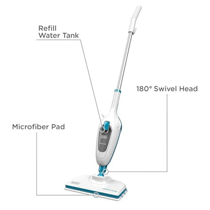 BLACK+DECKER Steam Mop, White (HSM13E1) - color: White