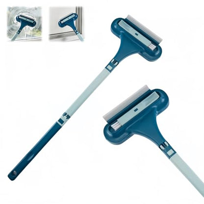 Window Screen Cleaning, 3 in 1 Mesh Window Screen Cleaning Brush with Squeegee, Wet Dry Dual-Use Multi-Purpose Cleaning Tool for Dusty Corners, Patio Door and Porch Screens (Blue)