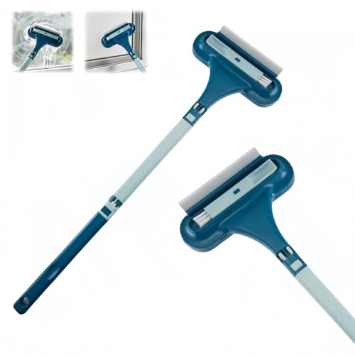 Window Screen Cleaning, 3 in 1 Mesh Window Screen Cleaning Brush with Squeegee, Wet Dry Dual-Use Multi-Purpose Cleaning Tool for Dusty Corners, Patio Door and Porch Screens (Blue)