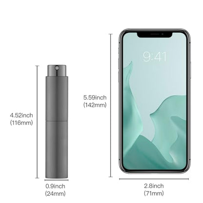 Tekson 10ml Travel Perfume Atomizer Refillable, Mini Cologne Spray Bottle Empty, Small Coffee Spray Bottle (Grey) - color: grey