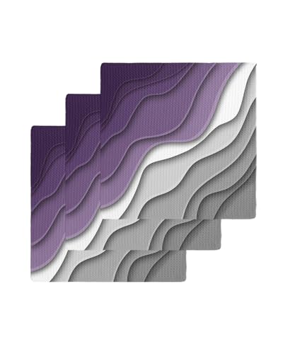 Ombre Purple Dish Towels Set,Waffle Weave Kitchen Towels 3 Pieces,Microfiber Hair Face Bath Tea Towel Absorbent Quick Drying Cleaning Dish Cloths,Abstract Geometric Grey Modern White 12"x12" - color: Purple, size: 3PCS,12"x12"